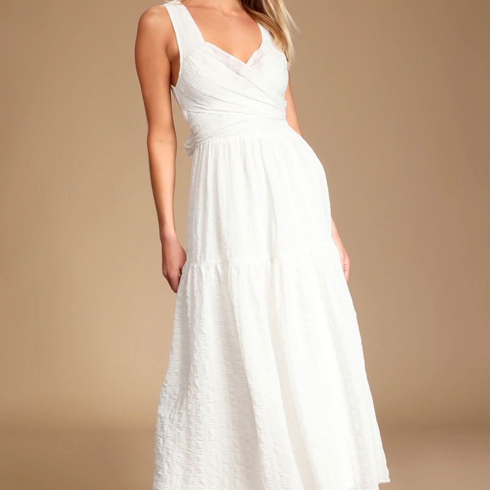 NWT Lulus White MIDI Tie Dress